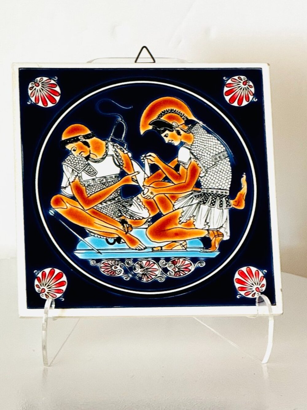 Vtg Niarchos Hellas Greek Mythology Handmade Ceramic Wall 6x6 Tile Glossy
